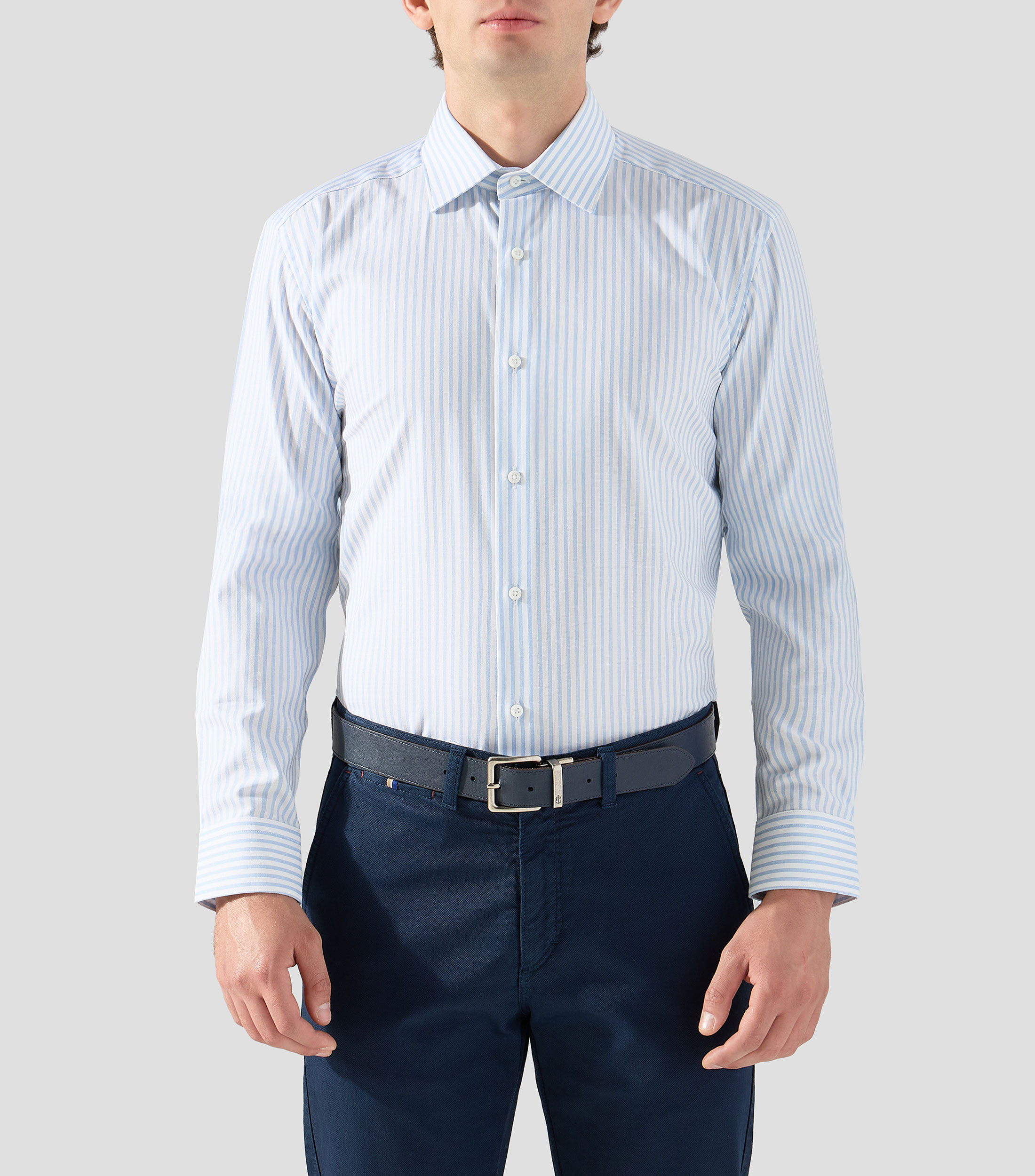 Camisa a rayas manga larga Hombre